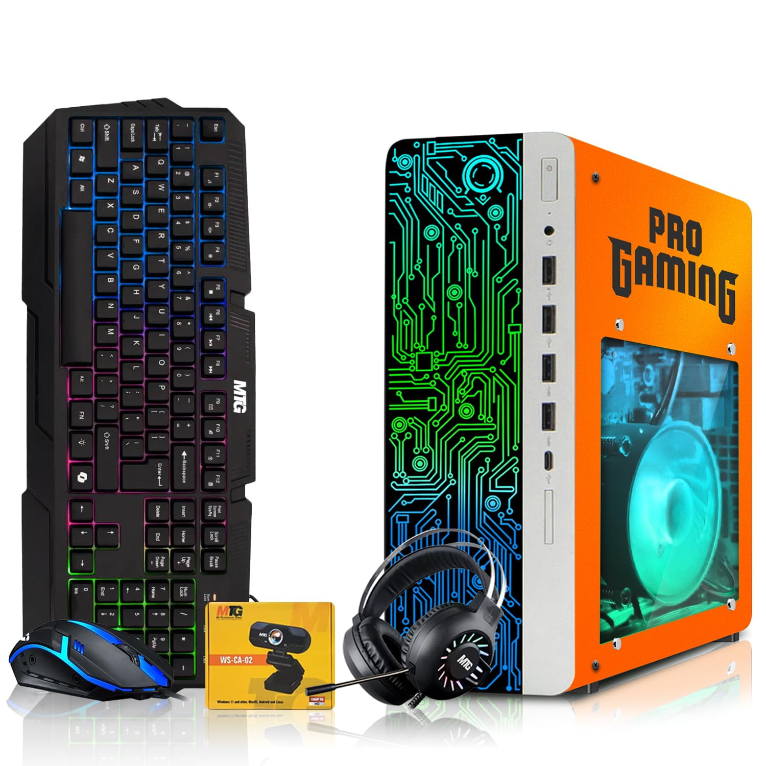 Restored HP Gaming PC Desktop Computer Phoenix AMD A10-9700, RX 550, 16GB RAM, 512GB SSD, RGB KBM with AI Copilot, WiFi, RGB Headphone, Webcam, Windows&nbsp;11 (Refurbished)