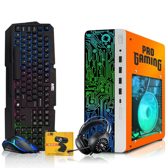 Restored HP Gaming PC Desktop Computer Phoenix AMD A10-9700, RX 550, 16GB RAM, 512GB SSD, RGB KBM with AI Copilot, WiFi, RGB Headphone, Webcam, Windows 11 (Refurbished)