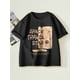 thumbnail image 1 of [Cotton Space T-Shirt] Lightweight Cotton Space Travel Star Boys' T-Shirt | Black Short Sleeve Tee with Astronaut & Planet Design, Summer Casual Top for Youngsters, 1 of 6