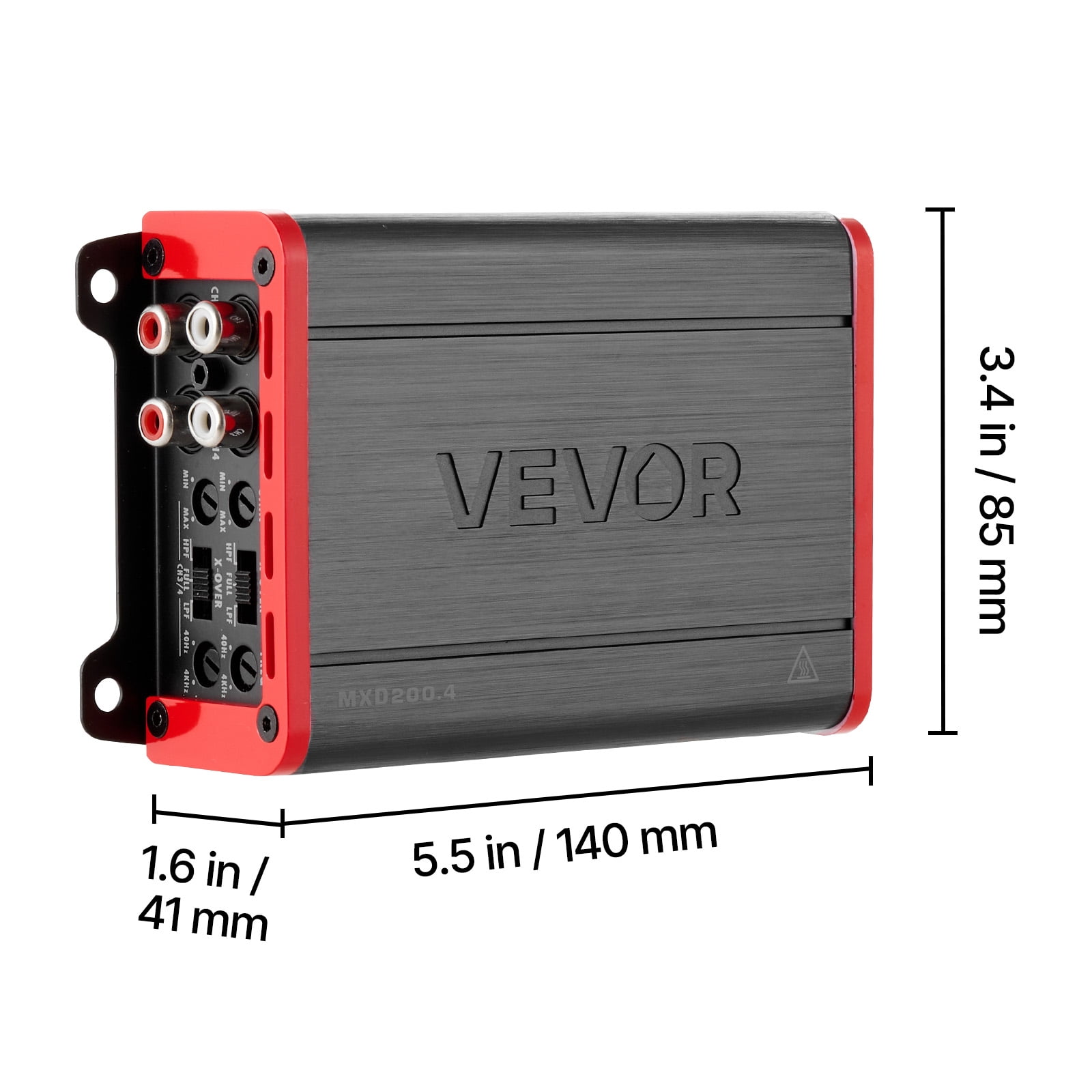 VEVOR 4 Channel Car Audio Amplifier 2 Ohm Stable Bridgeable Class D Full Range Amp Max Power 4 x 120W @ 4 Ohm / 4 x 200W @ 2 Ohm for Car SUV Truck Off-Road