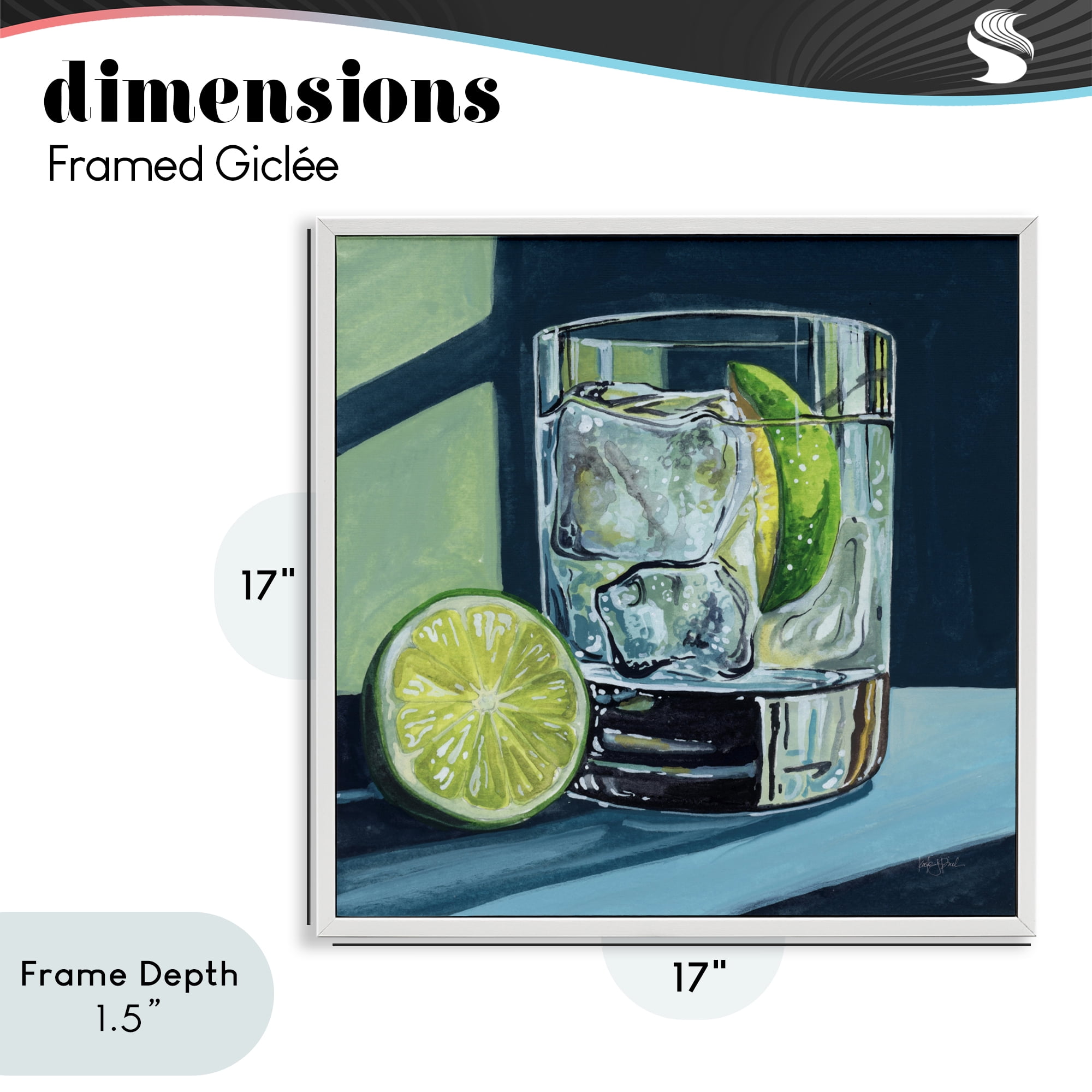 Stupell Industries Lime & Gin Tonic Cocktail White Framed Giclee Art, design by Kate Jarvik Birch