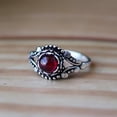 thumbnail image 5 of Red Garnet Ring, January Birthstone Ring, 925 Sterling Silver Ring, Round Cut Gemstone Ring, Designer Ring, Silver Oxidized Ring, Boho Ring*, 5 of 7