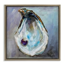 Stupell Industries Oyster Shell with Pearl Animals & Insects Painting Brown Floater Framed Canvas Art Print Wall Art, 18 x 18