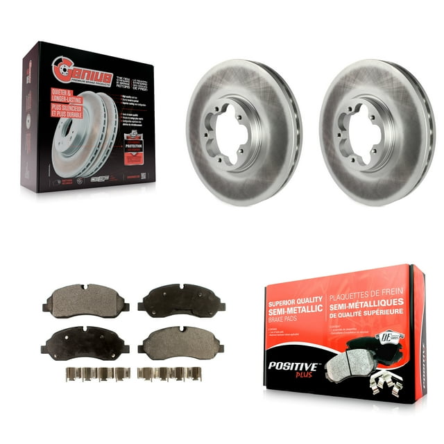 Transit Auto Front Coated Disc Brake Rotors and Semi-Metallic Pads Kit for Car 2015-2019 Ford Transit-250 Transit-150 Transit-350 with 5 Lug Wheels Without 4600 Lb Axle KGF-100127