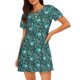 thumbnail image 1 of Balery Lephants in the Jungle Camisón de manga corta con cuello redondo para mujer, cómodo y elegante., 1 of 6