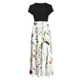 thumbnail image 5 of QUYUON Boho Maxi Dress for Women Summer Crew Neck Short Sleeve T-Shirt Maxi Long Dresses Floral Printed Pleated A-Line Dress T Shirt Sundress Loose Casual Flowy Sun Dress Multicolor_B S, 5 of 5