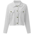 thumbnail image 5 of Fiaer Plus Size Casual Cropped Jackets Women Corduroy Button down Shirt Fashion Comfort Trendy Lapel Collared Tops White XL, 5 of 7