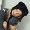 thumbnail image 5 of Jamicy Winter Hat Cute Cat Ear Shape Furry Knit Earflap Hat with Long Ear Straps Peruvian Cover Ear Beanie Hat, 5 of 6