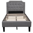 thumbnail image 4 of CRO Decor Upholstered Scalloped Linen Platform Bed Twin Size (Gray), 4 of 10