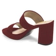 thumbnail image 3 of YDN Women Slip on Double Strap Platform Mules Open Square Toe High Block Heels Casual Dress Work Slide Sandals Size 13 Dark Red, 3 of 5