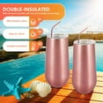 thumbnail image 4 of 8 Packs Stemless Champagne Flutes Wine Tumbler, 6 OZ Double-Insulated Tumbler with Lids Unbreakable Cocktail Cups, 4 of 4