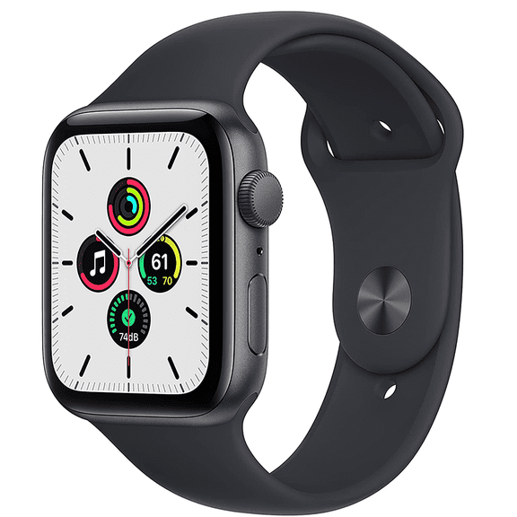 Restored Apple Watch SE 44mm Space Gray Aluminum Case with Midnight Blue Sport Band (Refurbished)