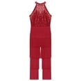 thumbnail image 6 of iiniim Womens Sleeveless Sequins Tiered Tassel Rompers Ballroom Rumba Salsa Latin Jazz Dancewear Burgundy S, 6 of 7