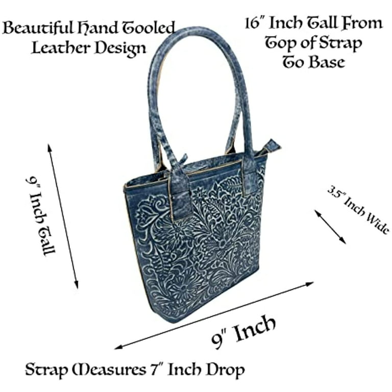Handtooled Floral Design Leather Handbag