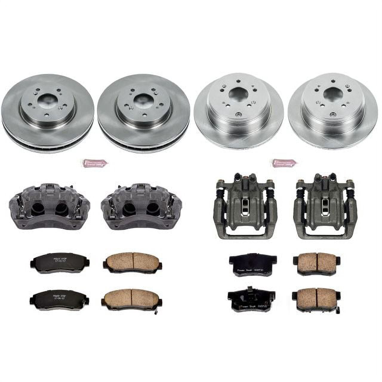 PowerStop Front and Rear Stock Replacement Brake Pad and Rotor Kit with Calipers Fits: ACURA HONDA Select Models KCOE229