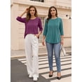 thumbnail image 4 of MOYIKO 3/4 Length Sleeve Womens Tops Round Neck T Shirts Pleated Tunic Summer Blouses Dressy Casual, 4 of 7