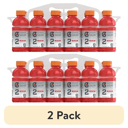 (2 pack) Gatorade G2 Lower Sugar Thirst Quencher Fruit Punch Sports Drink, 12 fl oz, 12 Count Bottles