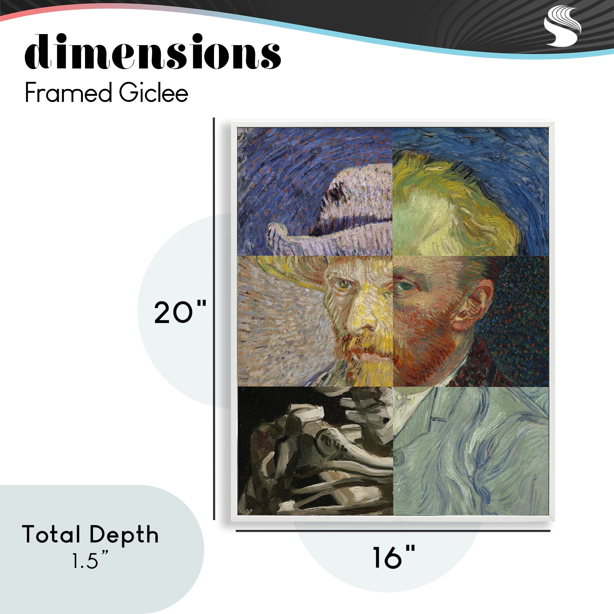 Collaged Van Gogh Portraits White Framed Giclee Art, design by Masters Redux