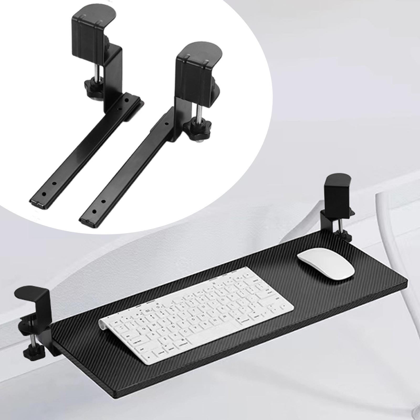 2 Pack Under Desk Keyboard Tray Slide Hardware Desk Extender Heavy Duty Steel Clamp on for Office Table Cabinet