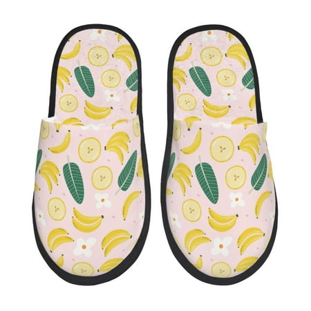 Balery Banana With Leaves Slient Indoor Furry Fleece Comfort House Shoes Soft Non-Slip Home Shoes Cotton slippers House Slippers-- Medium