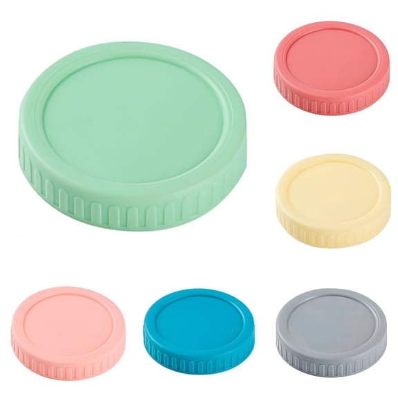ACDANC 6Pc 86Mm Wide Mouth Jar Lids - Leak-Proof,Plastic Storage Caps for Canning Jars,Leak-Proof and Anti-Scratch Resistant Surface,Colorful Canning Jar Lids