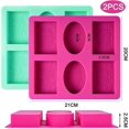 thumbnail image 2 of KAIYANG Molde de silicona para jabón DIY, 6 moldes de silicona rectangulares ovalados (verde + rosa), 2 piezas, 2 of 5