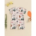 thumbnail image 3 of Newborn Baby Boy Girl Farm Outfit Animal Chicken Tractor Print Romper Short Sleeve Jumpsuit One Piece Bodysuit Country Clothes, 3 of 7