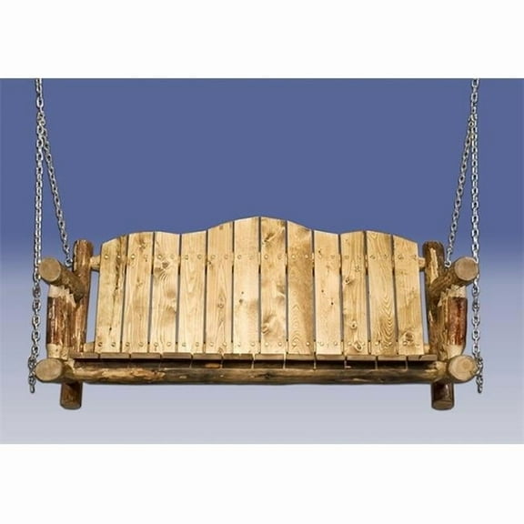 Montana Woodworks  Glacier Country Lawn Swing Bench Swing with Exterior Grade Stain and Chains - 52in. W x 24in. D x 24in. H