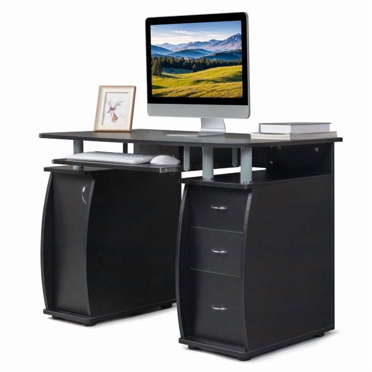 45.3" Portable Computer Desk with 3 Drawers & 1 Door Shelf, Removable Keyboard Slide Rail, Fits Bedrooms/Home Offices