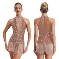 thumbnail image 6 of iiniim Women Shiny Latin Dance Leotard Fringe Salsa Tango Flapper Dress Cha Cha Cocktail Tassel Dress Dusty Pink XL, 6 of 7