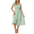 thumbnail image 2 of INSPIRE CHIC Women's Floral Square Neck Elastic Waist Flare Maxi Dress S Green, 2 of 6
