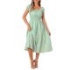 thumbnail image 2 of Vestido largo con cuello cuadrado y cintura elástica de flores para mujer Inspire Chic S Verde, 2 of 6