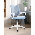thumbnail image 2 of Office Desk Computer Chair Ergonomic Mesh Gaming Mid Back Seat with Comfy Lumbar Support Adjustable Height Swivel for Home Task (Blue), 2 of 8