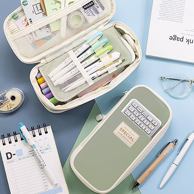 thumbnail image 7 of Big Capacity Pencil Pen Case Simple Stationery Bag College Office Organizer Green, 7 of 7