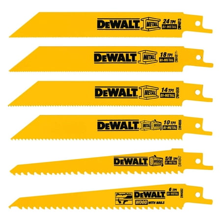 

DeWALT DW4856 - Bi-Metal Reciprocating Saw Blade Set 6 Pieces