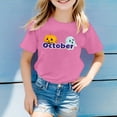 thumbnail image 2 of AQUARIVE T-Shirts pour Filles Enfants Mignons Manches Courtes Col Rond avec Mot Imprimé Été T-Shirts Décontractés Rose 6-7 T, 2 of 4