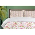 thumbnail image 4 of Ambesonne Pink Leaves Duvet Cover Sets, Vintage Peony Pattern, 2-Queen, Pastel Pink Pale Pink, 4 of 7