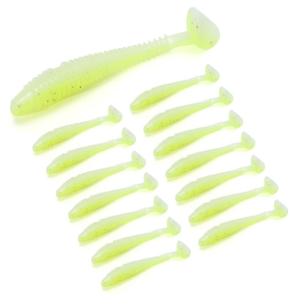 Señuelo suave de silicona, 15 piezas de señuelos blandos de silicona, aparejos de pesca, señuelos de pesca blandos, construcción robusta