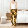 thumbnail image 6 of Lsque Yellow Black Plaid Sunflower Print Women's Pajama Pants, Lounge Pant - Comfortable Home Wear,Elastic Waistband, Stylish Design-Large, 6 of 9