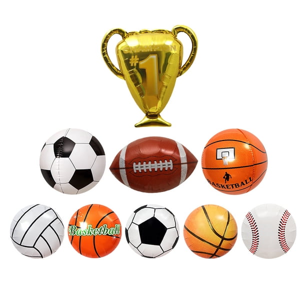 Juego de globos de aluminio con forma de pelota deportiva, 9 piezas, cestas de fútbol