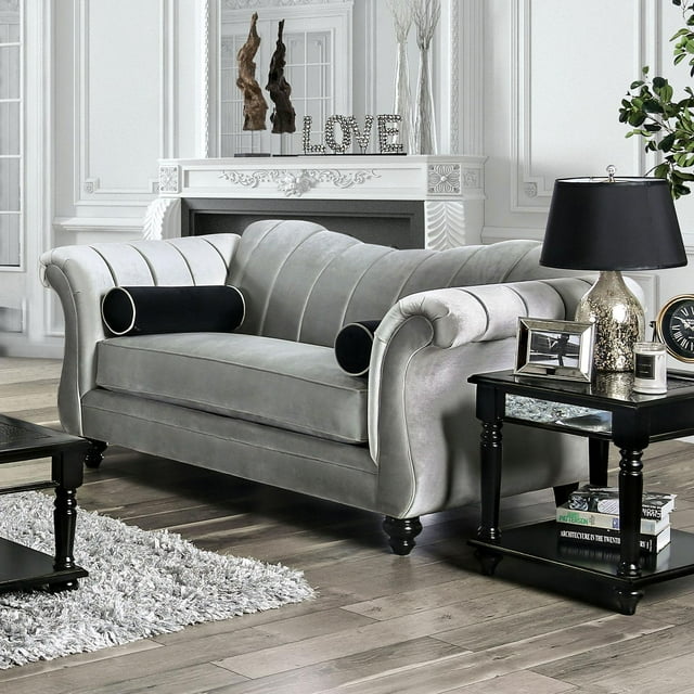 Transitional Fabric Upholstery Loveseat in Beige Marvin by Furniture of America