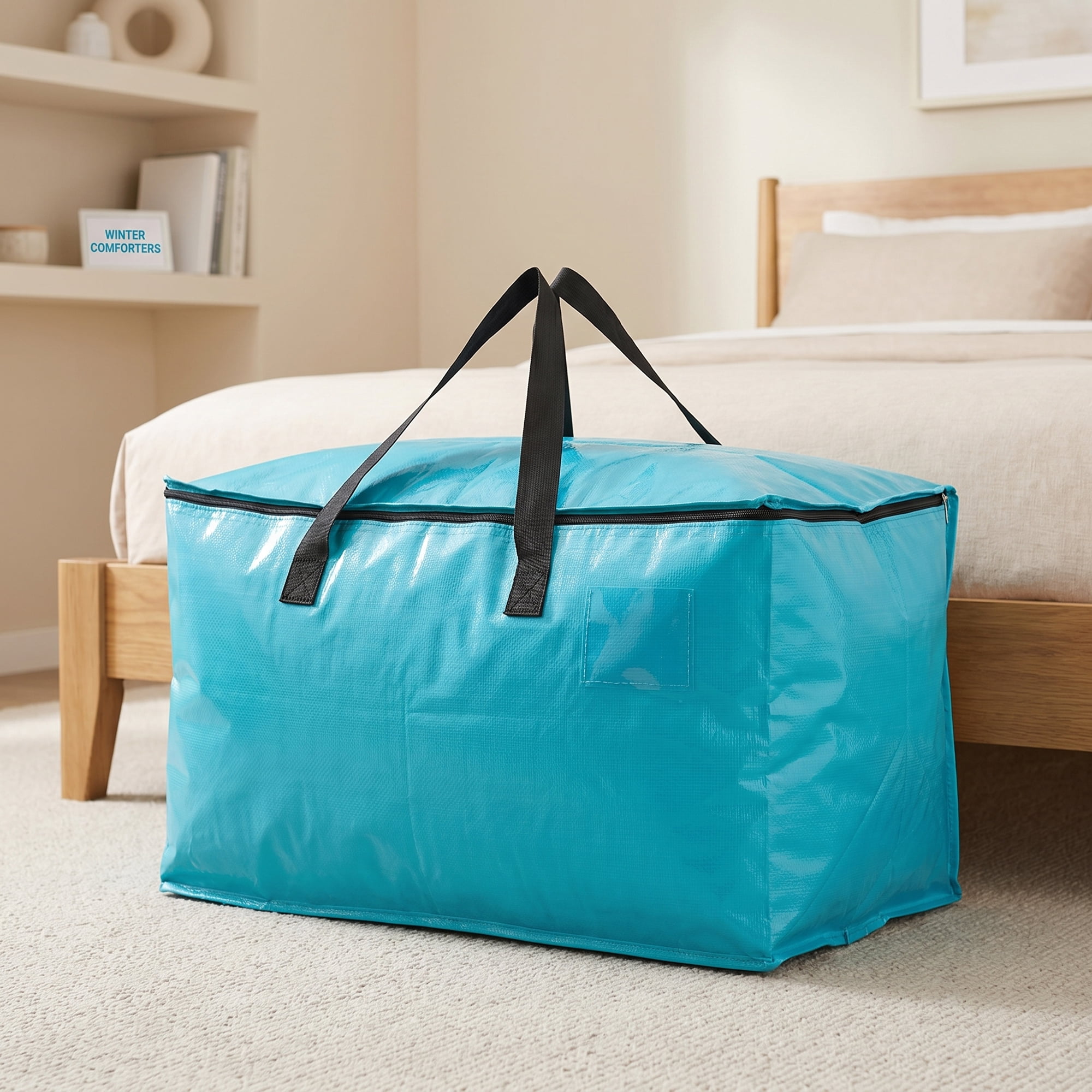 Unique Bargains Waterproof Hard-wearing Storage Duffel Bag Cyan Blue 27.2"x14.2"x13.8"