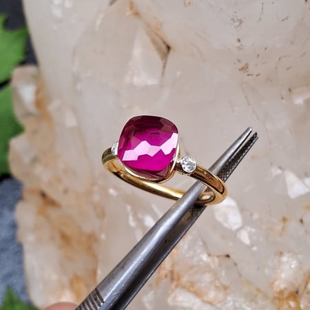 Pink Ruby Gemstone With Moissanite 925 sterling Silver Ring For Women