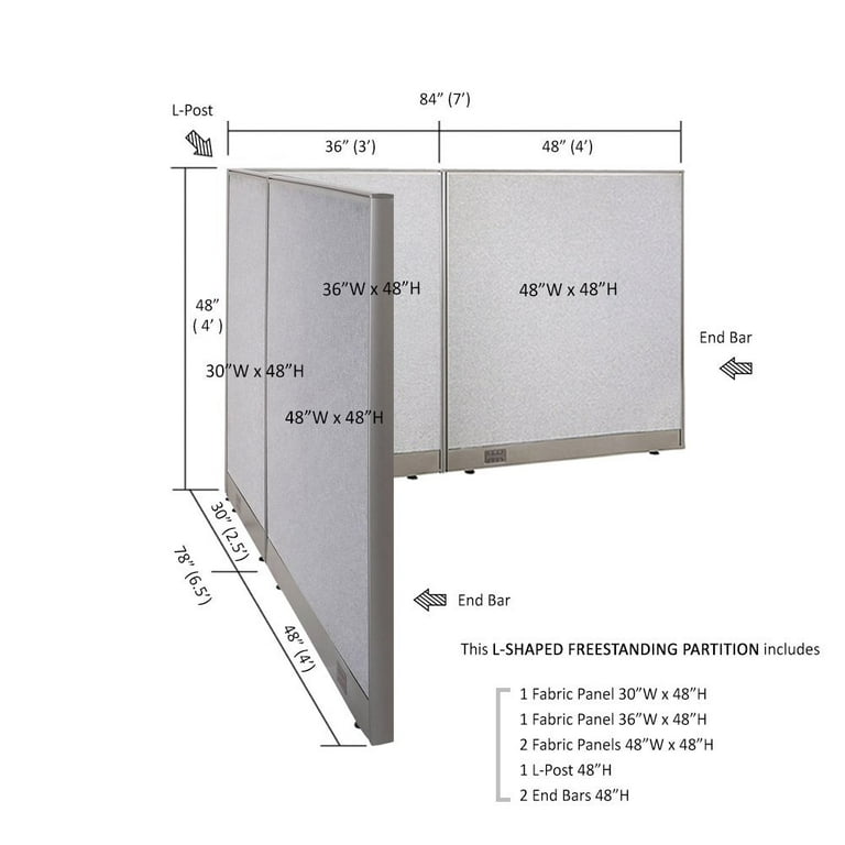 GOF L-shaped Freestanding Office Partition, Room Divider, Privacy