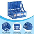 thumbnail image 3 of Unique Bargains Magazine File Holder, PS Plastic Vertical 4 Compartment Desktop Book Storage Rack Organizer, Blue, 3 of 4