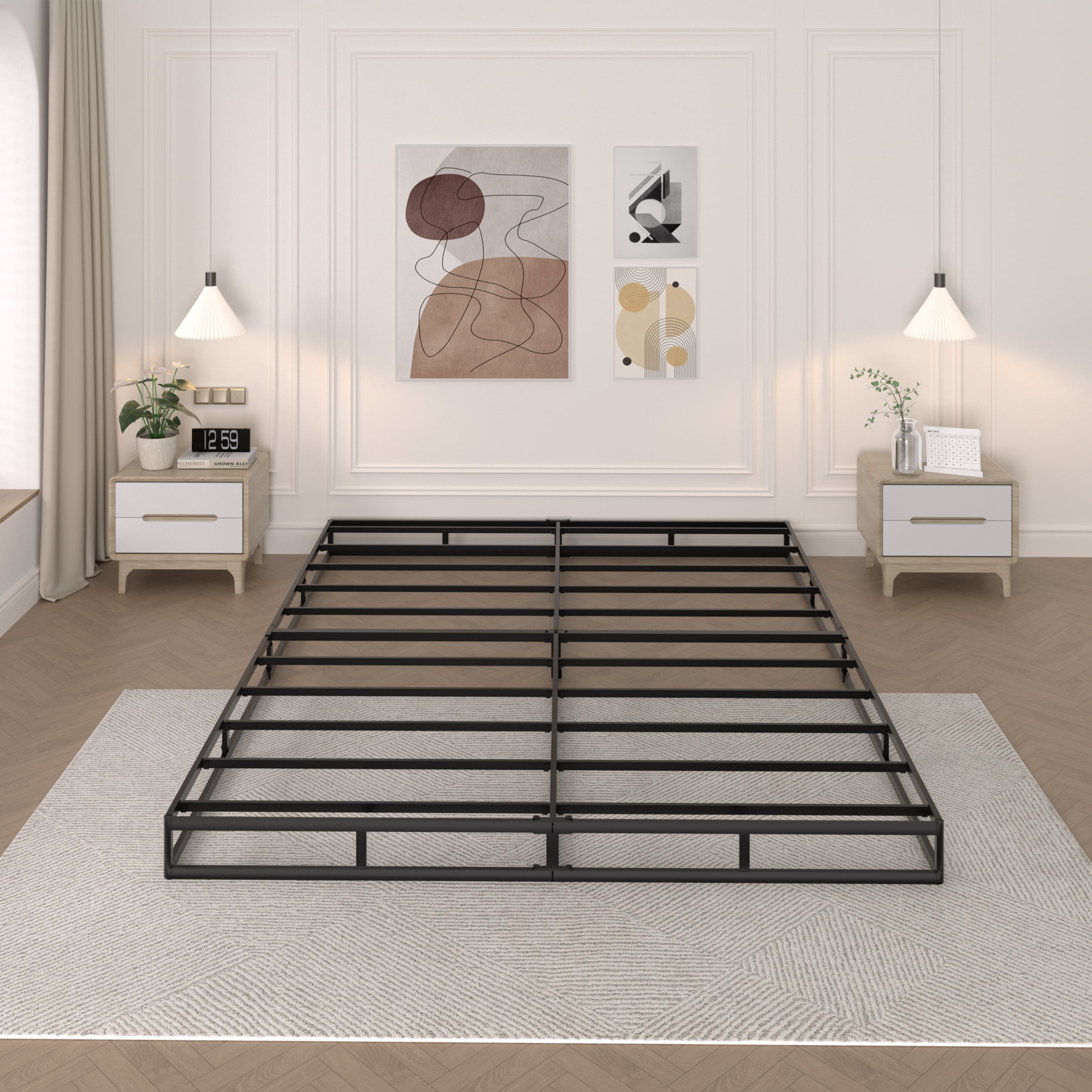 Awesofurni 5 inch Queen Box Spring, Heavy Duty Metal Mattress Foundation with Fabric Cover, Easy Assembly, Noise-Free