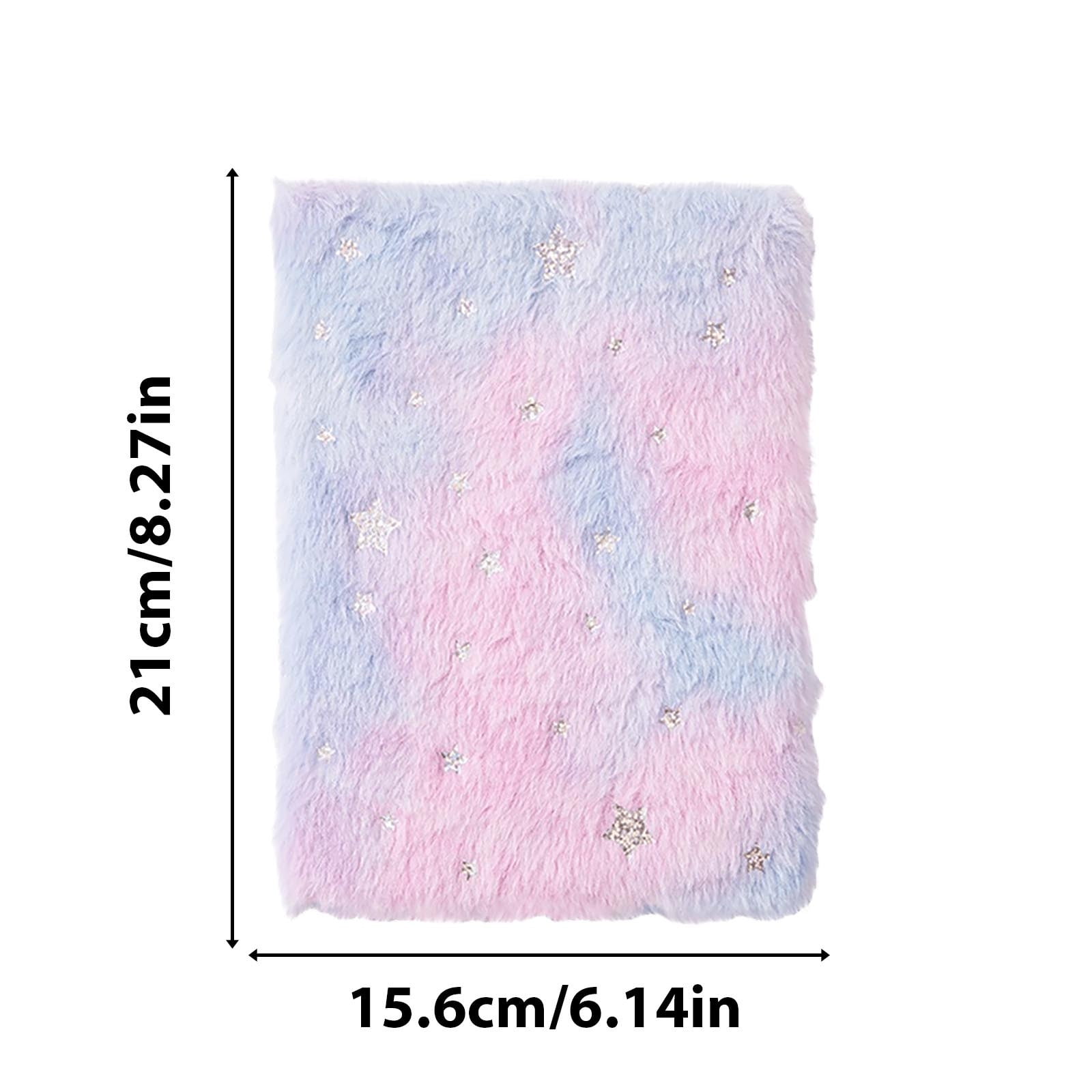 Fluffy Notebook, A5 Notebook Fuzzy Journal Cute Plush Covered Diary Notepad Gradient Colored Writing Drawing Note Taking80 Pages