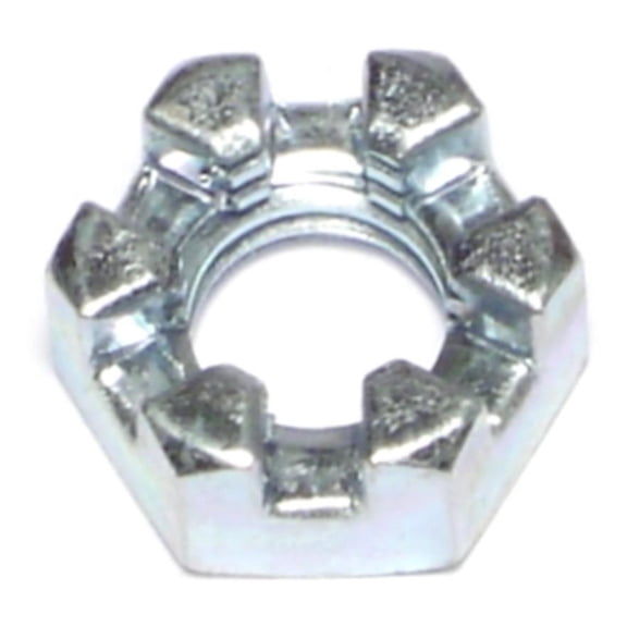 7/16"-14 Zinc Plated Steel Coarse Thread Slotted Hex Nuts SNS-121 (8 pcs.)