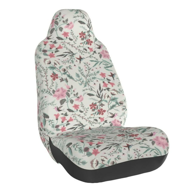 Wukai Fairy Floral Full Set Car Seat Covers with Soft Padding Universal Auto Front Seats Protector and Cushion Mat