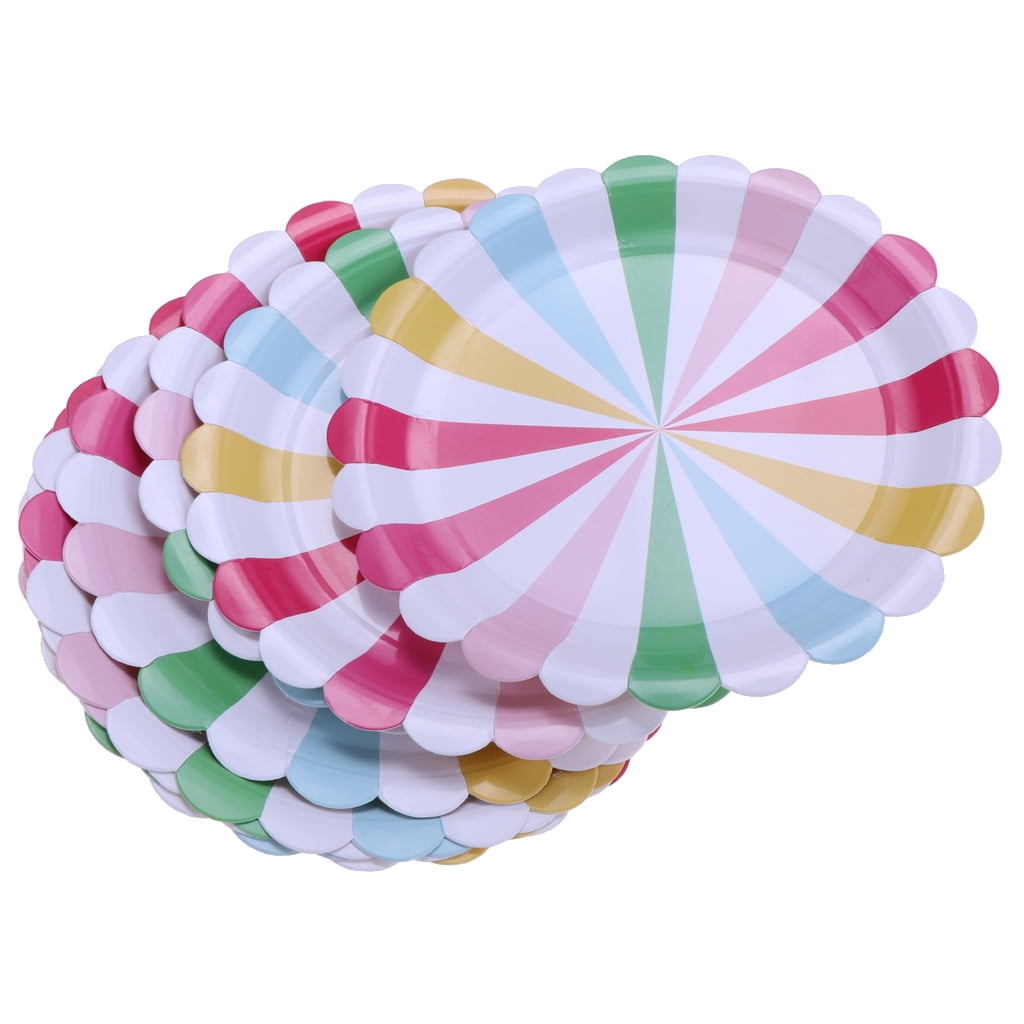 23cm Round Party Paper Plates Disposable Birthday Tableware Table Decorations 